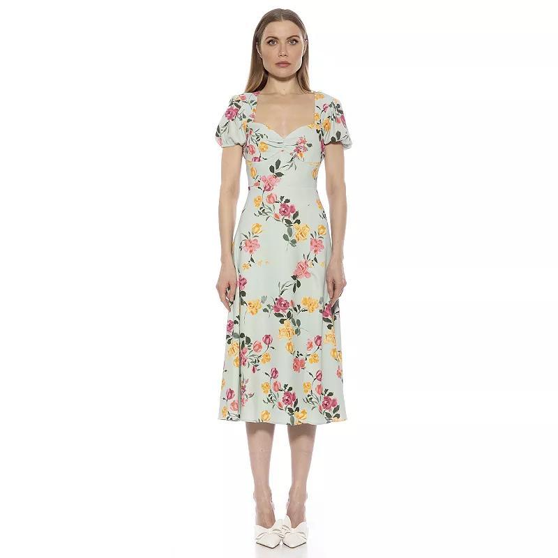 Women's ALEXIA ADMOR Gracie Sweetheart Midi Dress, Size: 2, Beige Floral Product Image