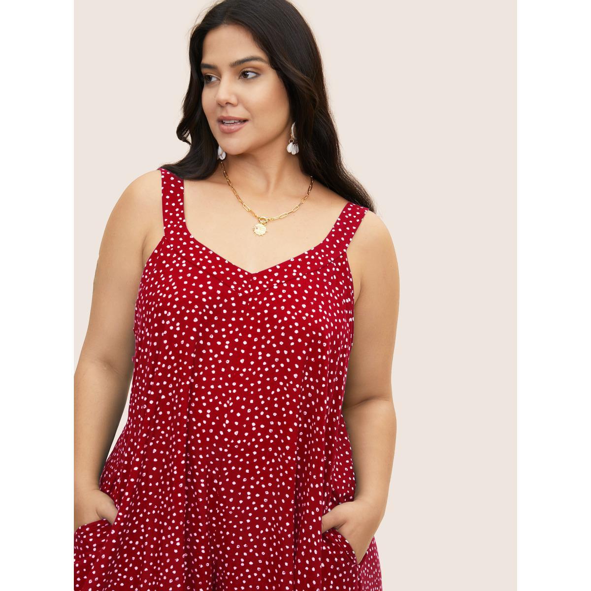 Plus Size Rust Polka Dot U Neck Wide Leg Jumpsuit Women Resort Sleeveless U-neck Vacation Loose Jumpsuits BloomChic 22-24/3X Product Image