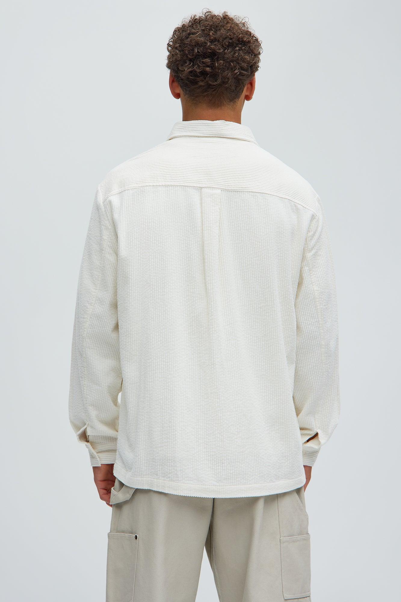 Corduroy Pocket Button Up Shirt - Off White Product Image