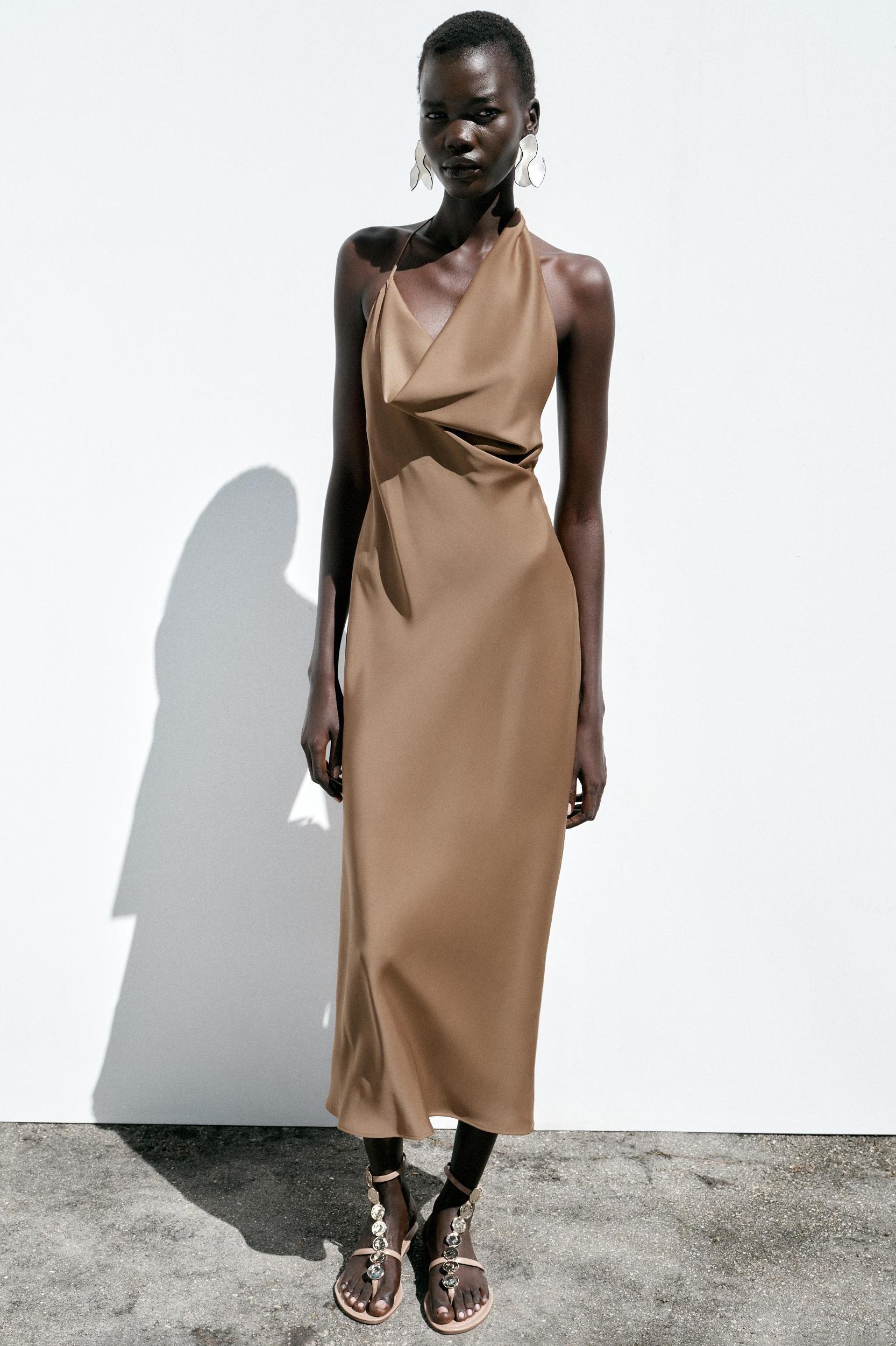 ASYMMETRIC SATIN MIDI DRESS Product Image