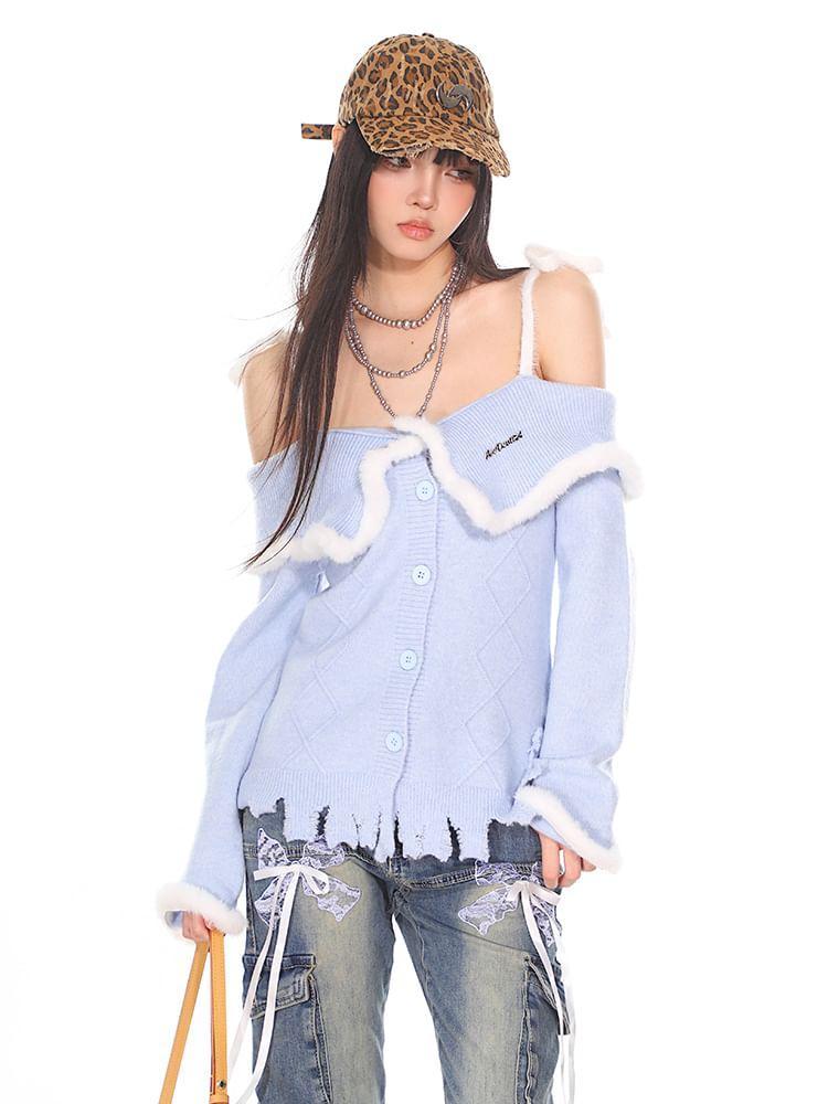 Distressed Cold-Shoulder Sweater Product Image