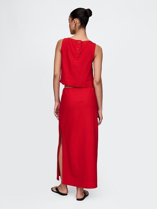 Linen-Blend Midi Skirt Product Image
