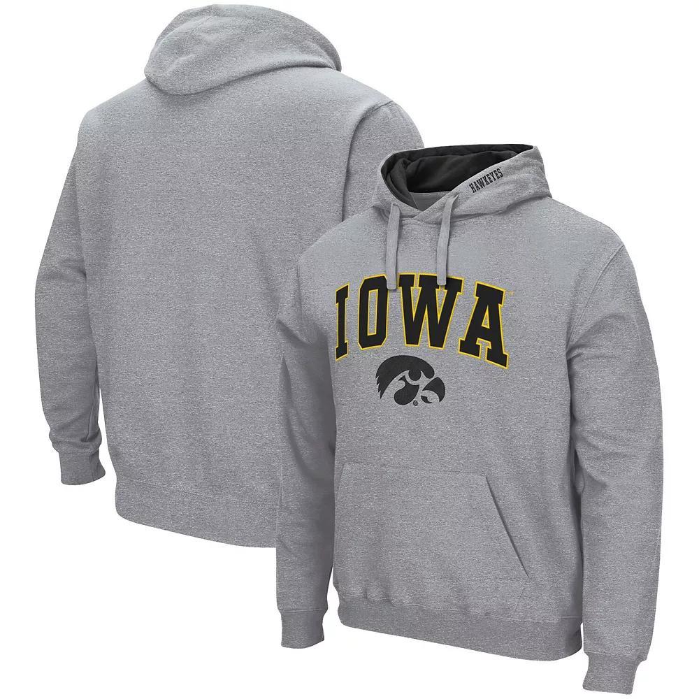 Mens Colosseum Heathered Gray Iowa Hawkeyes Arch & Logo 3.0 Pullover Hoodie Product Image
