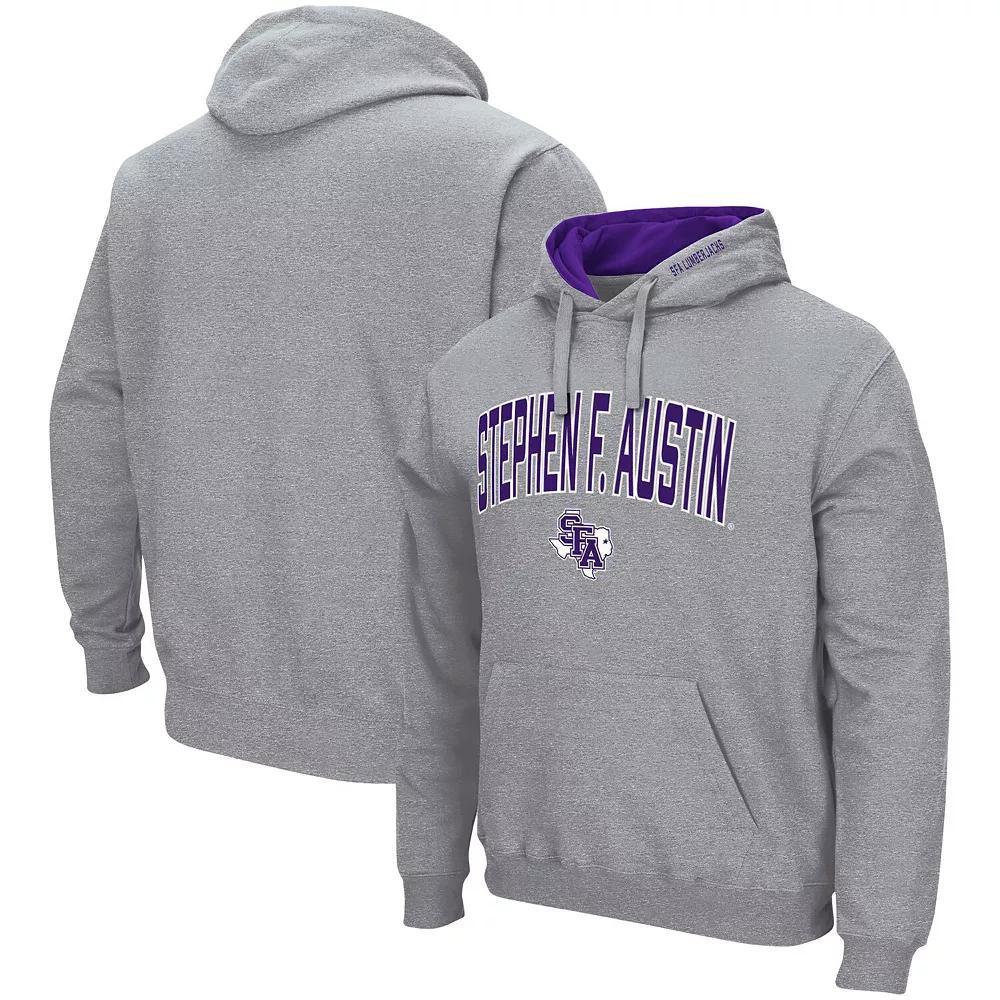 Men's Colosseum Heathered Gray Stephen F Austin Lumberjacks Arch and Logo Pullover Hoodie, Size: 3XL, Nc2 Grey Product Image