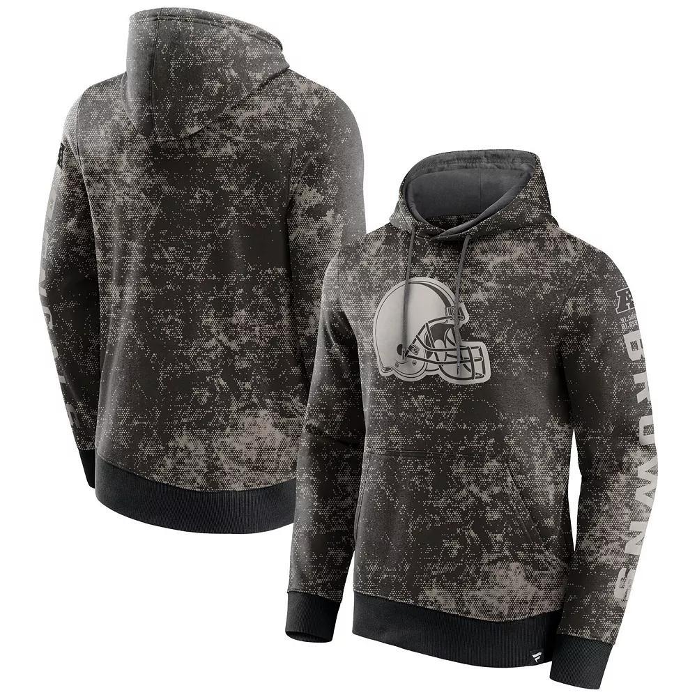 Men's Fanatics Branded  Black/Gray Cleveland Browns Blackout Tonal Pullover Hoodie, Size: Small Product Image