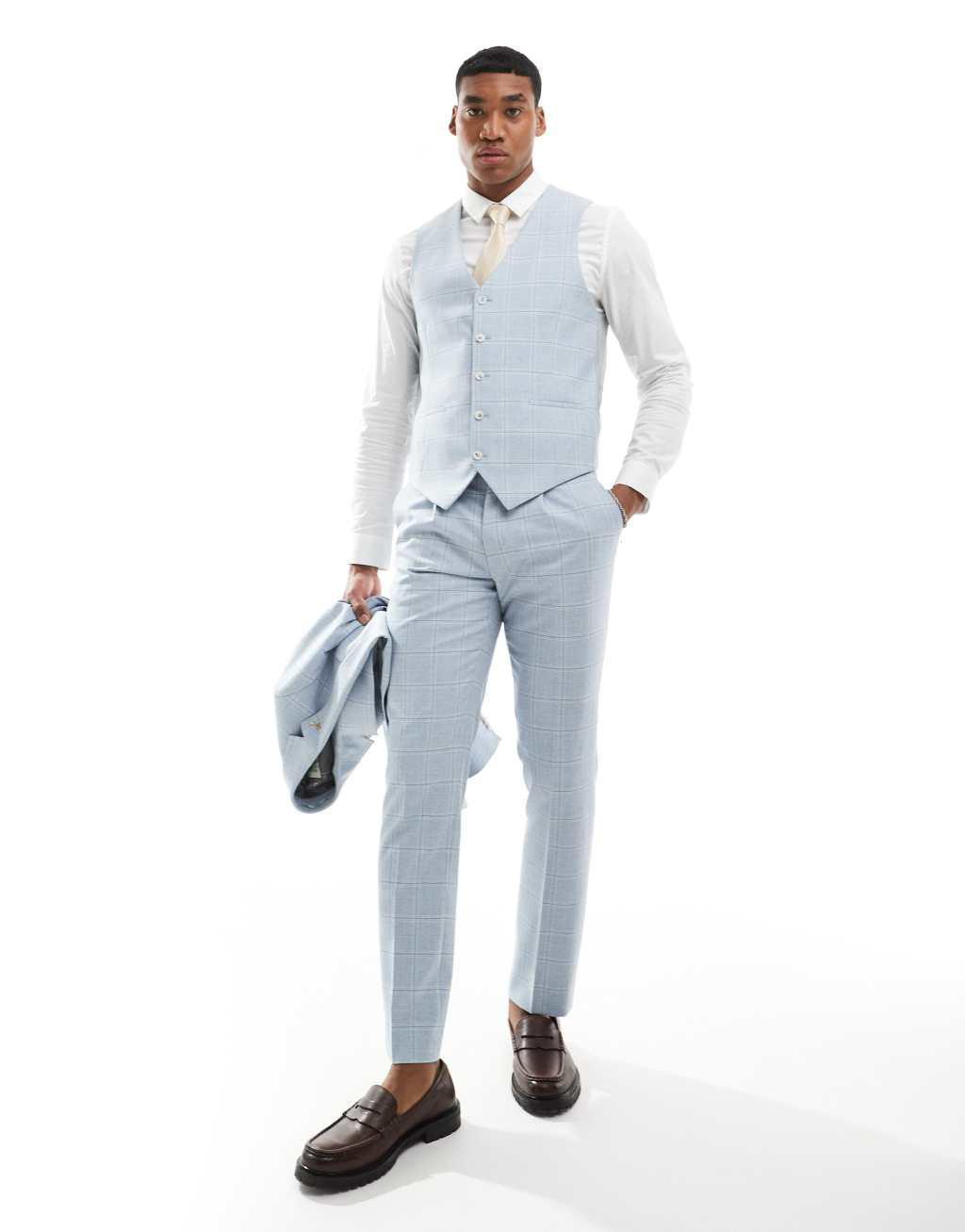 Shelby and Sons slim richmond suit vest in light blue Product Image