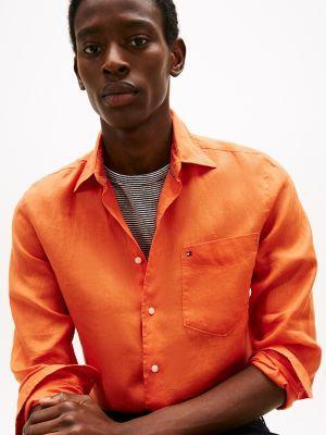 Regular Fit Piece-Dyed Linen Shirt Product Image