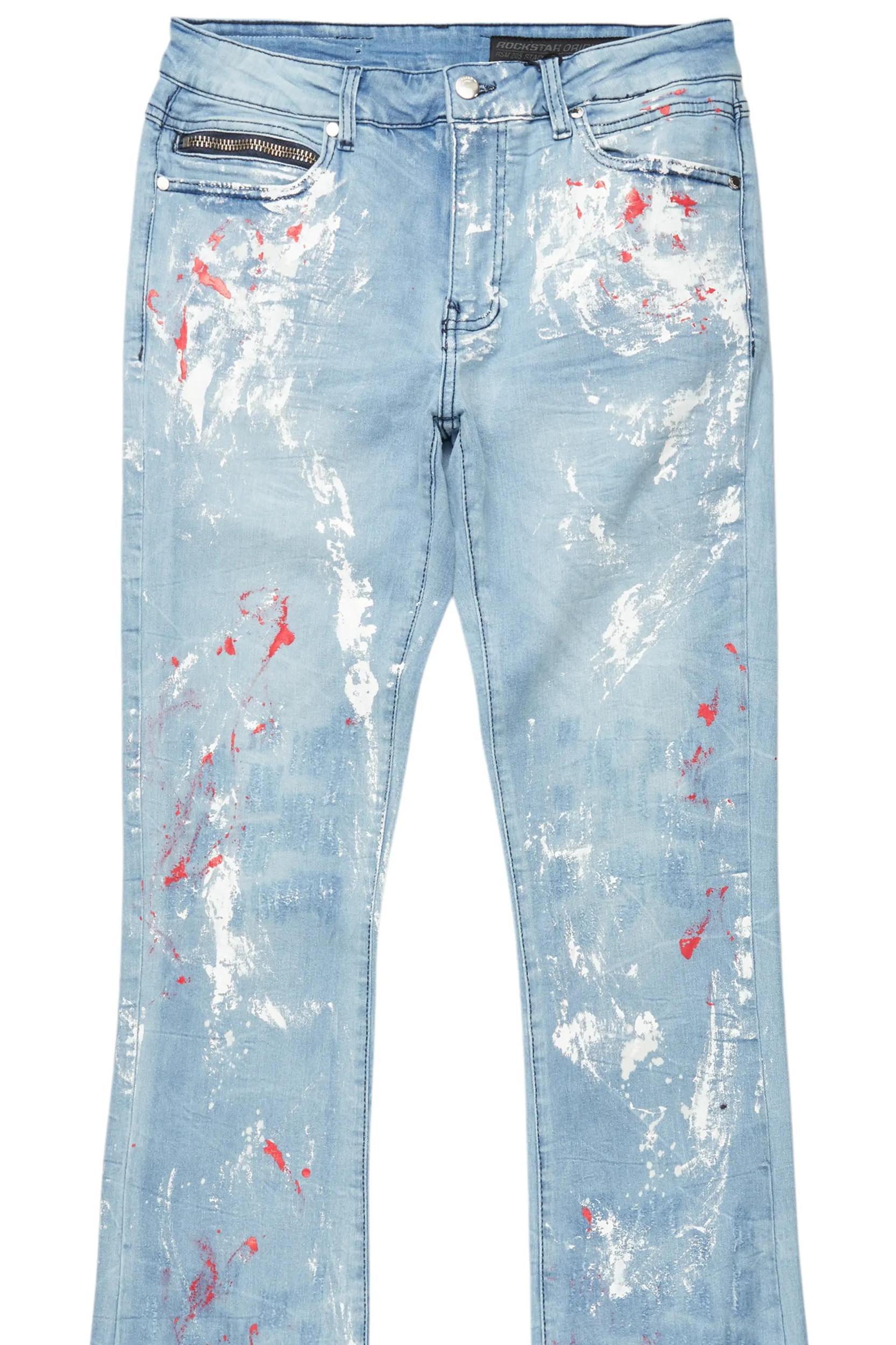Santoni Blue Painter Stacked Flare Jean Male Product Image