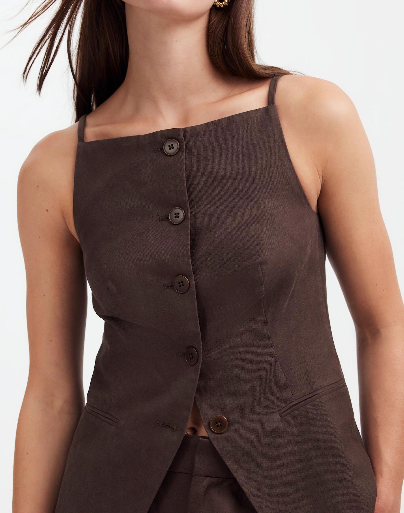 Square-Neck Vest in Drapey Twill Product Image