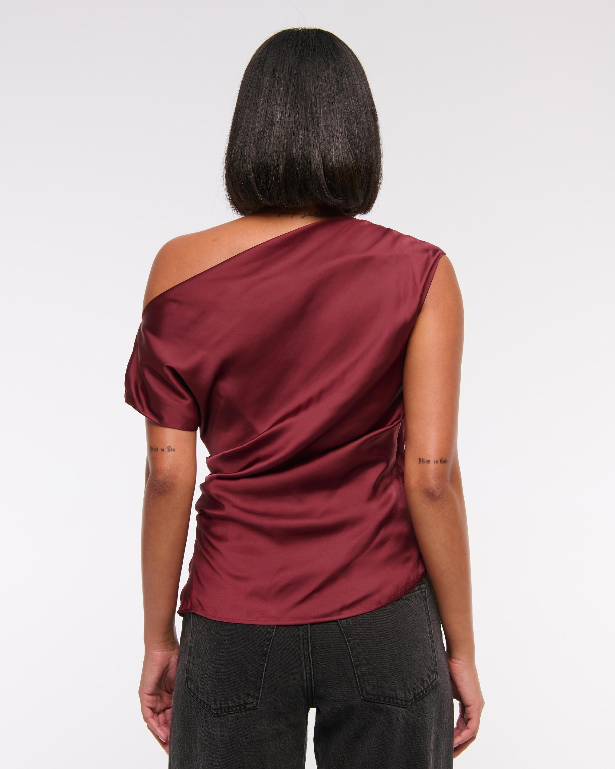 Asymmetrical Draped Satin Top Product Image
