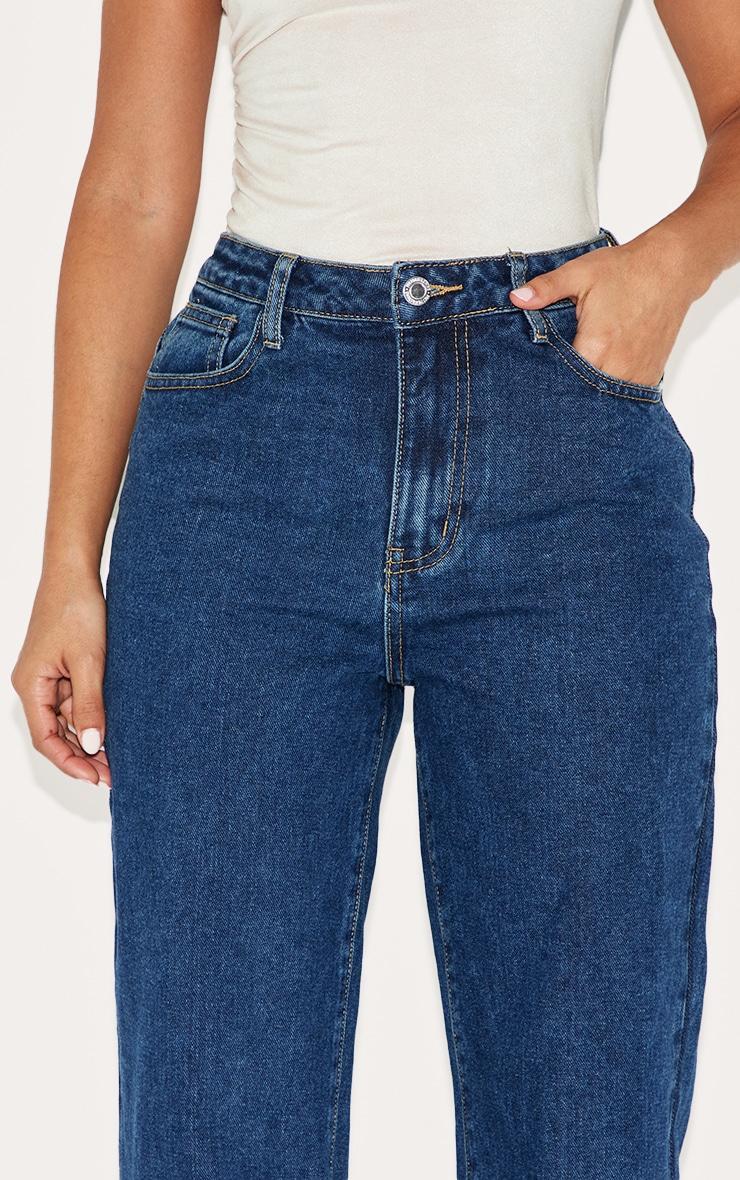 Petite Mid Blue Wash High Waist Straight Leg Jeans Product Image