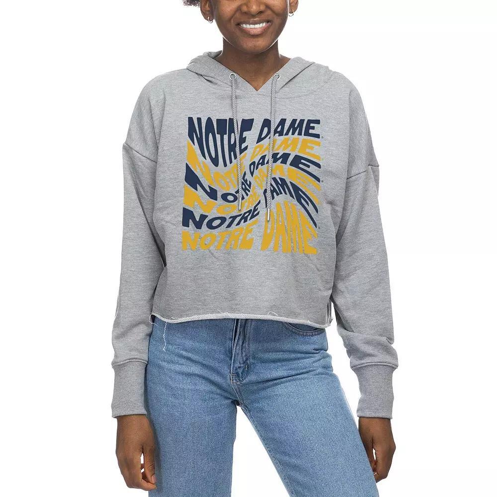 Women's ZooZatz Gray Notre Dame Fighting Irish Swirl Cropped Pullover Hoodie, Size: Medium, Grey Product Image