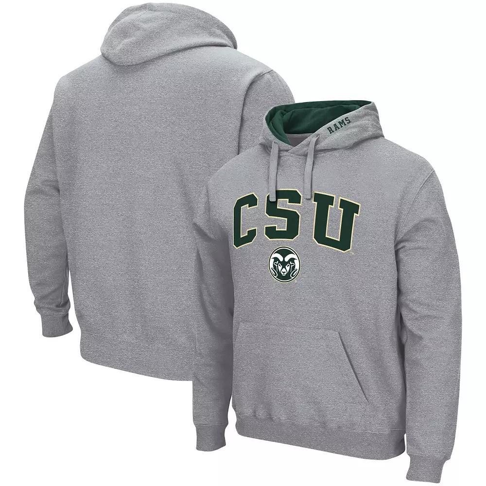 Men's Colosseum Heathered Gray Colorado State Rams Arch and Logo Pullover Hoodie, Size: 3XL, Grey Product Image