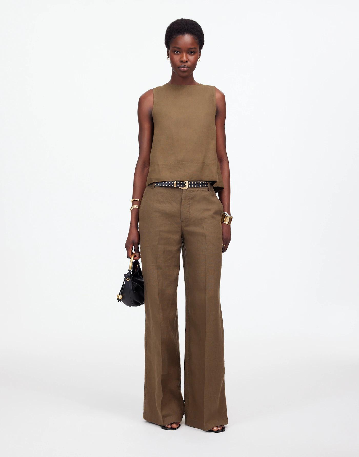 The Zoe Relaxed Wide Pant in 100% Linen Product Image