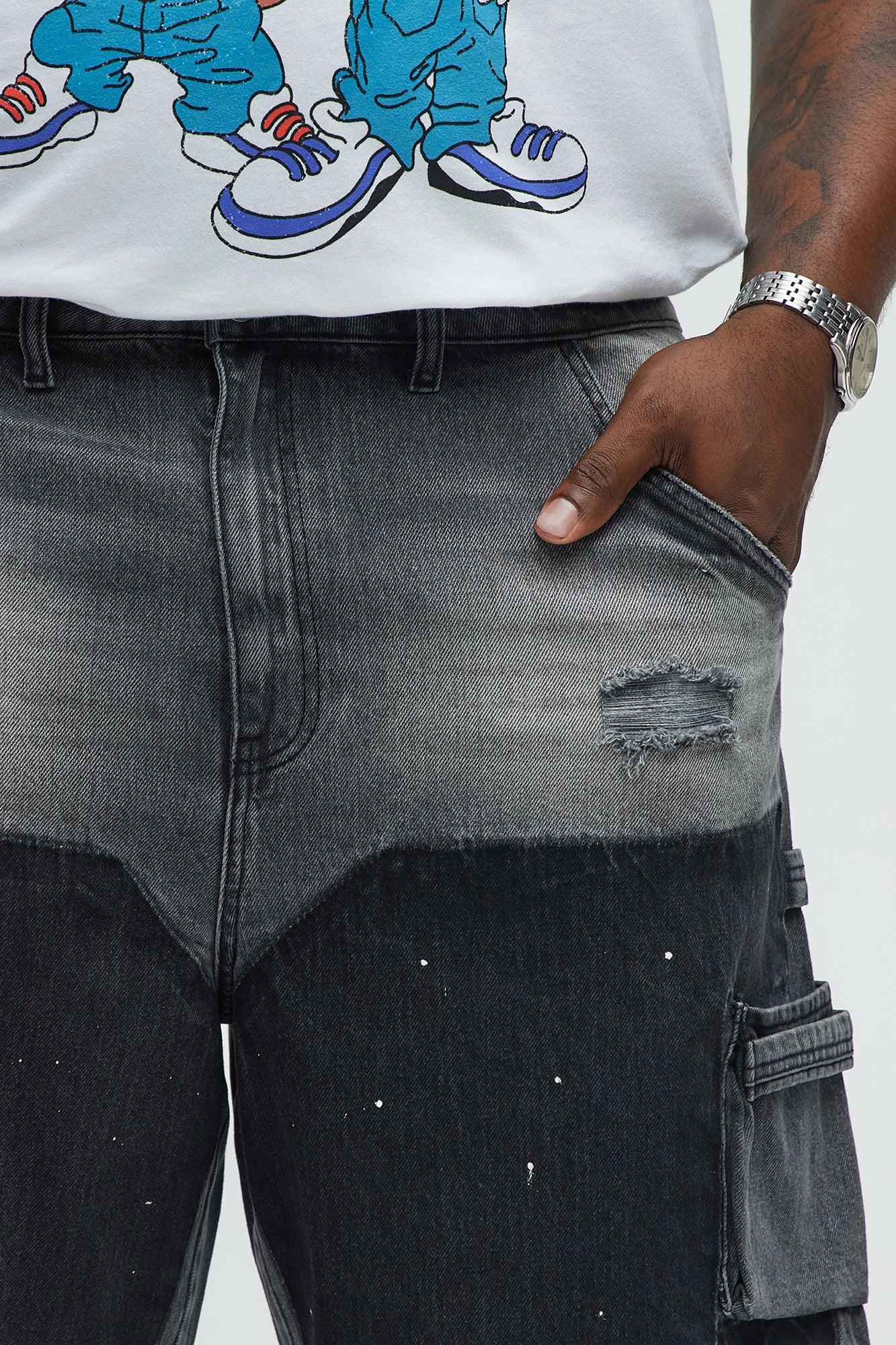 Two Ways Relaxed Denim Shorts - Black Wash Product Image