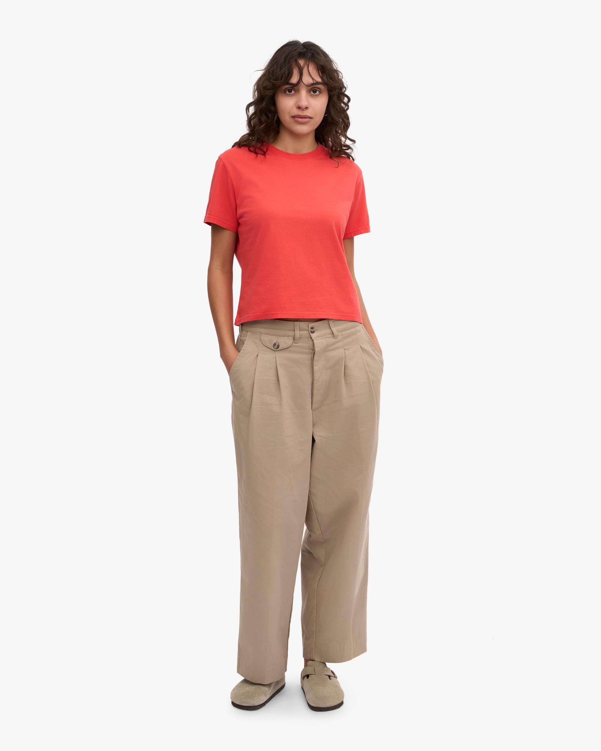 Organic Boxy Crop Tee - Red Tangerine Product Image