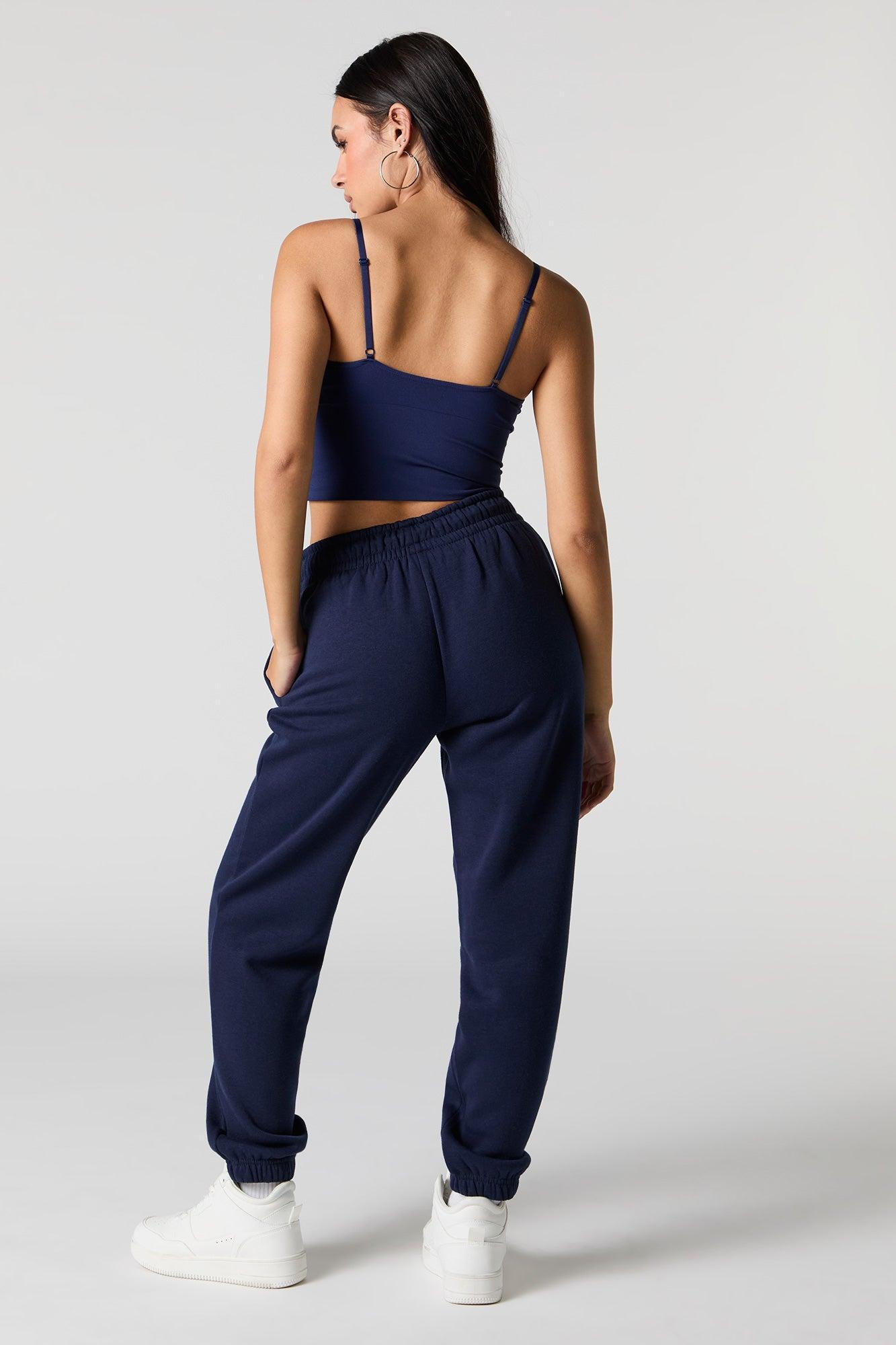 High Rise Solid Fleece Jogger Female Product Image