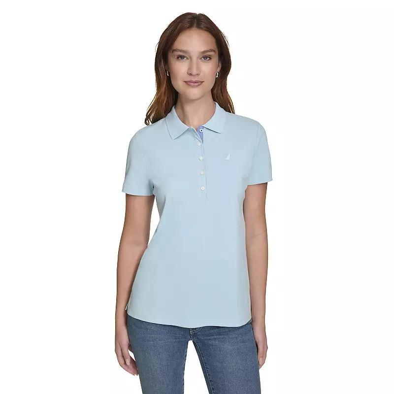 Women's Nautica Daisy Short Sleeve Polo, Size: Large, Black Product Image
