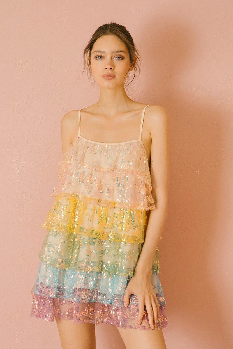 Tiered Sequin Dress Female Product Image
