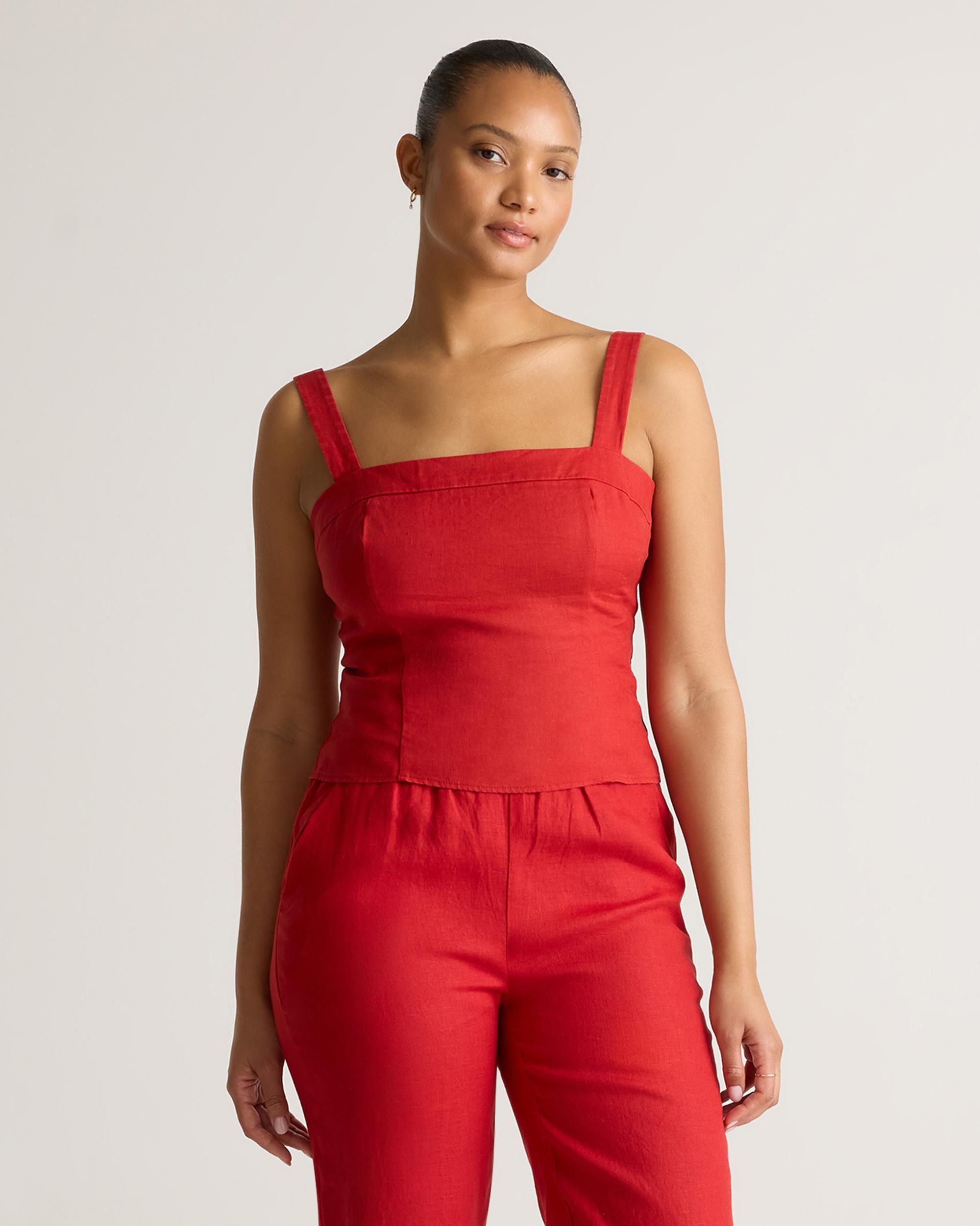 100% European Linen Fitted Tank Product Image