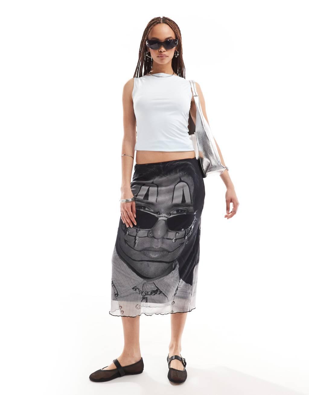 Weekday Annie boat neck tank top in light blue - Exclusive to ASOS Product Image