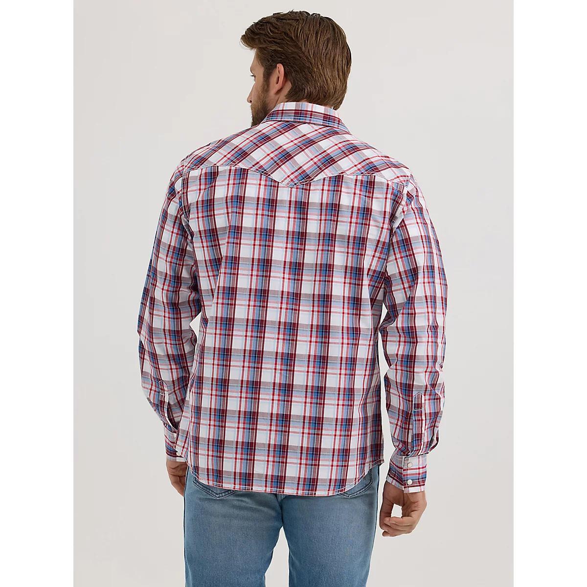 Men's Wrangler Retro® Premium Long Sleeve Western Snap Plaid Shirt in Turqs Product Image