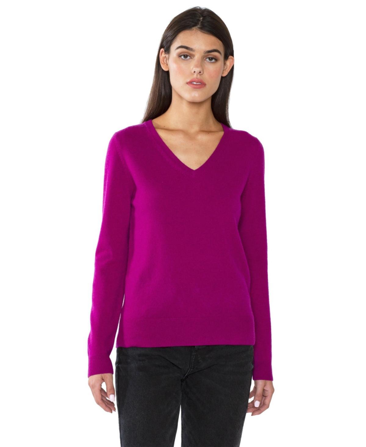 Jennie Liu Womens 100% Pure Cashmere Long Sleeve Pullover V Neck Sweater (8160, Lime, Large ) Product Image