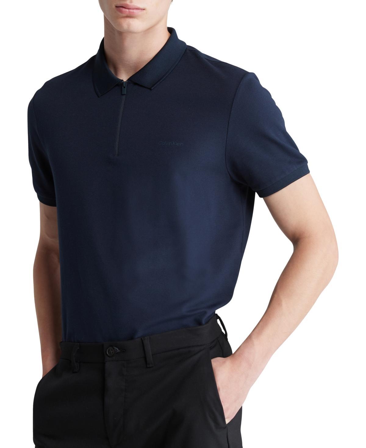 Calvin Klein Men's Tech Zip Polo Shirt - Blue - XS Product Image