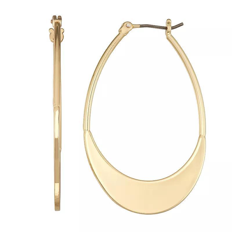 Nine West Flat Bottom Oval Hoop Earrings, Womens, Gold Tone Product Image