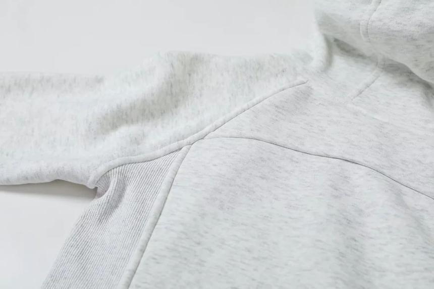 Hooded Plain Zip-Up Jacket Product Image