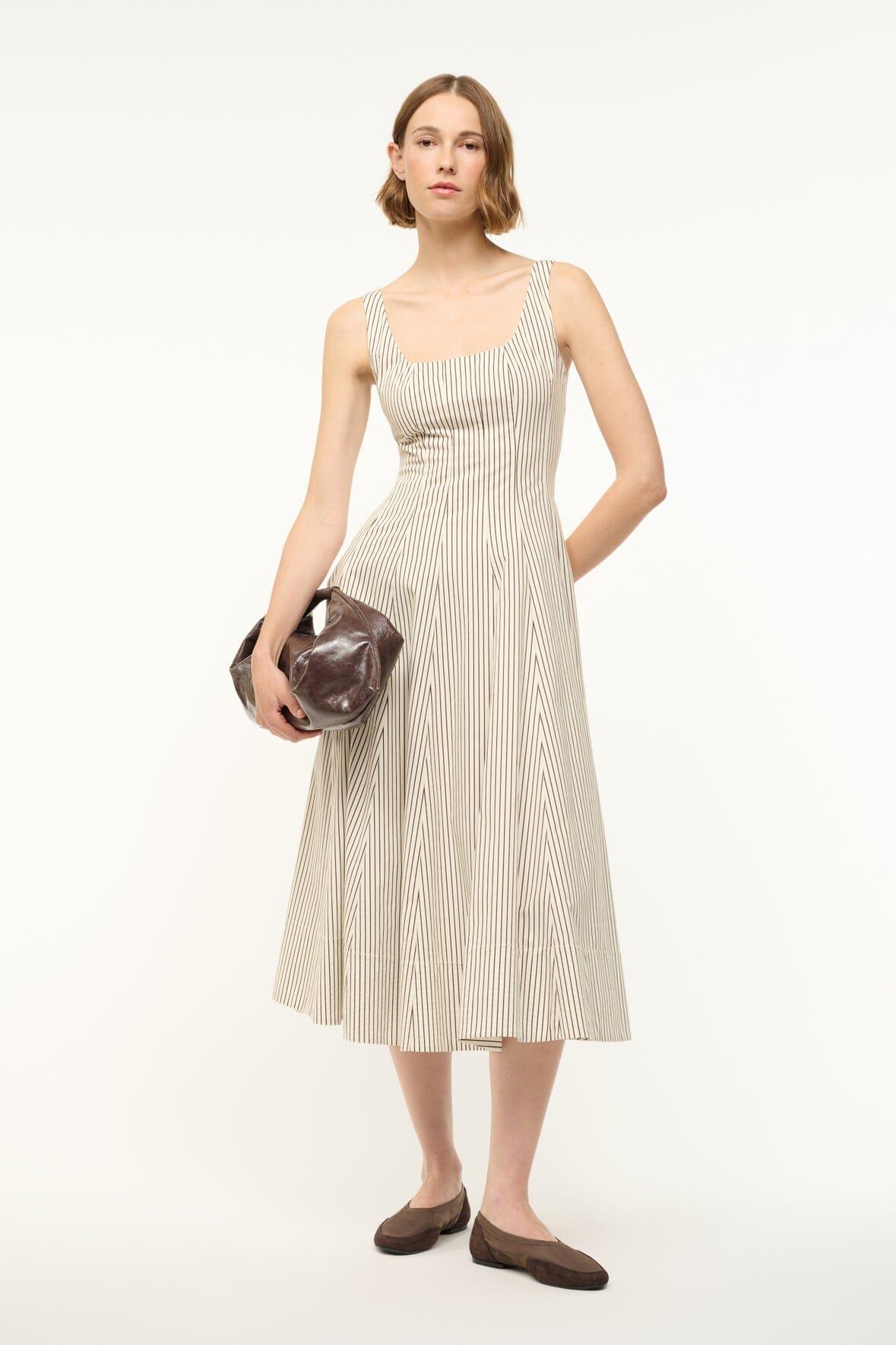 WELLS DRESS | IVORY DARK OAK MICRO STRIPE Product Image