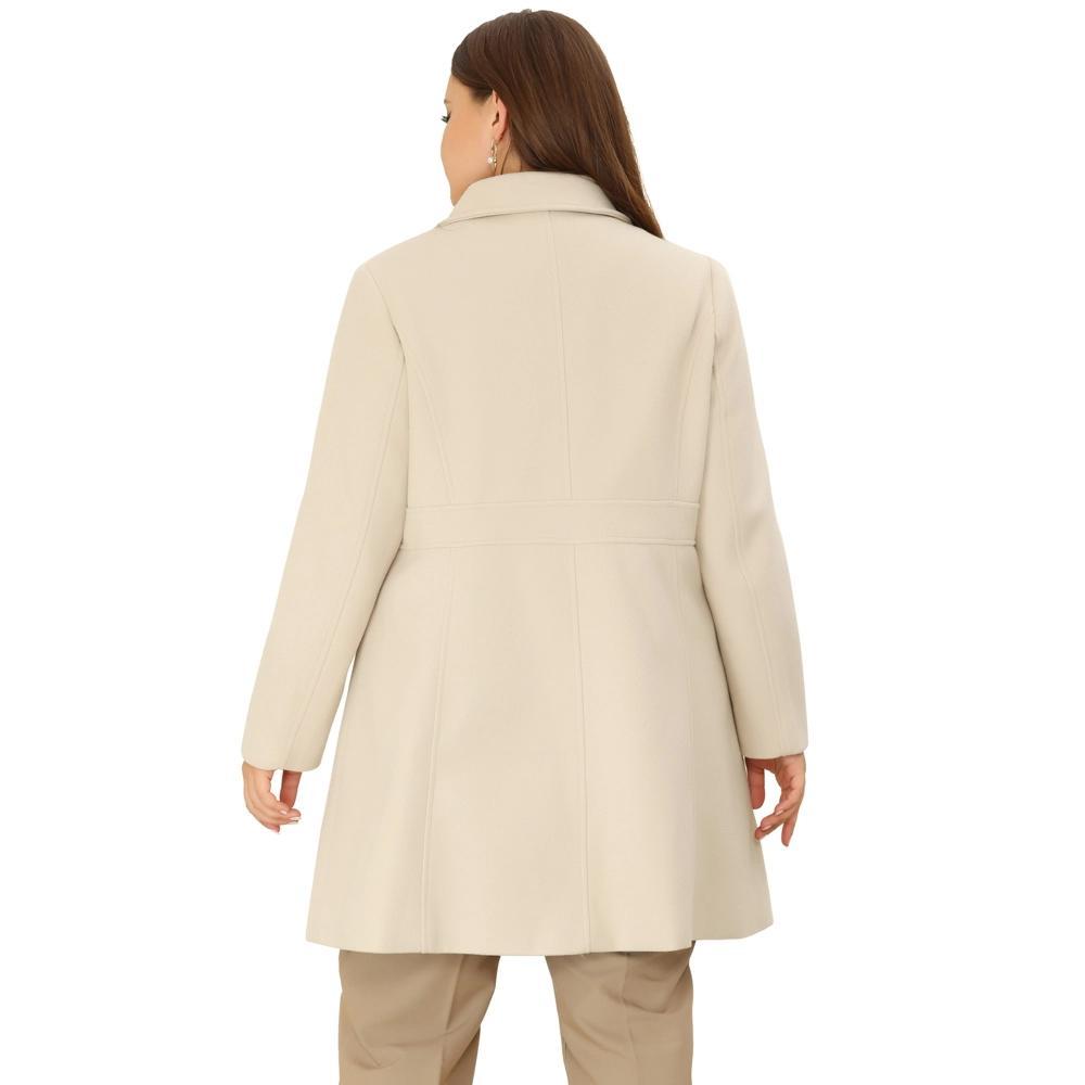 Agnes Orinda Women's Plus Size Notched Lapel Single Breasted Back Split Winter Long Pea Coats Product Image