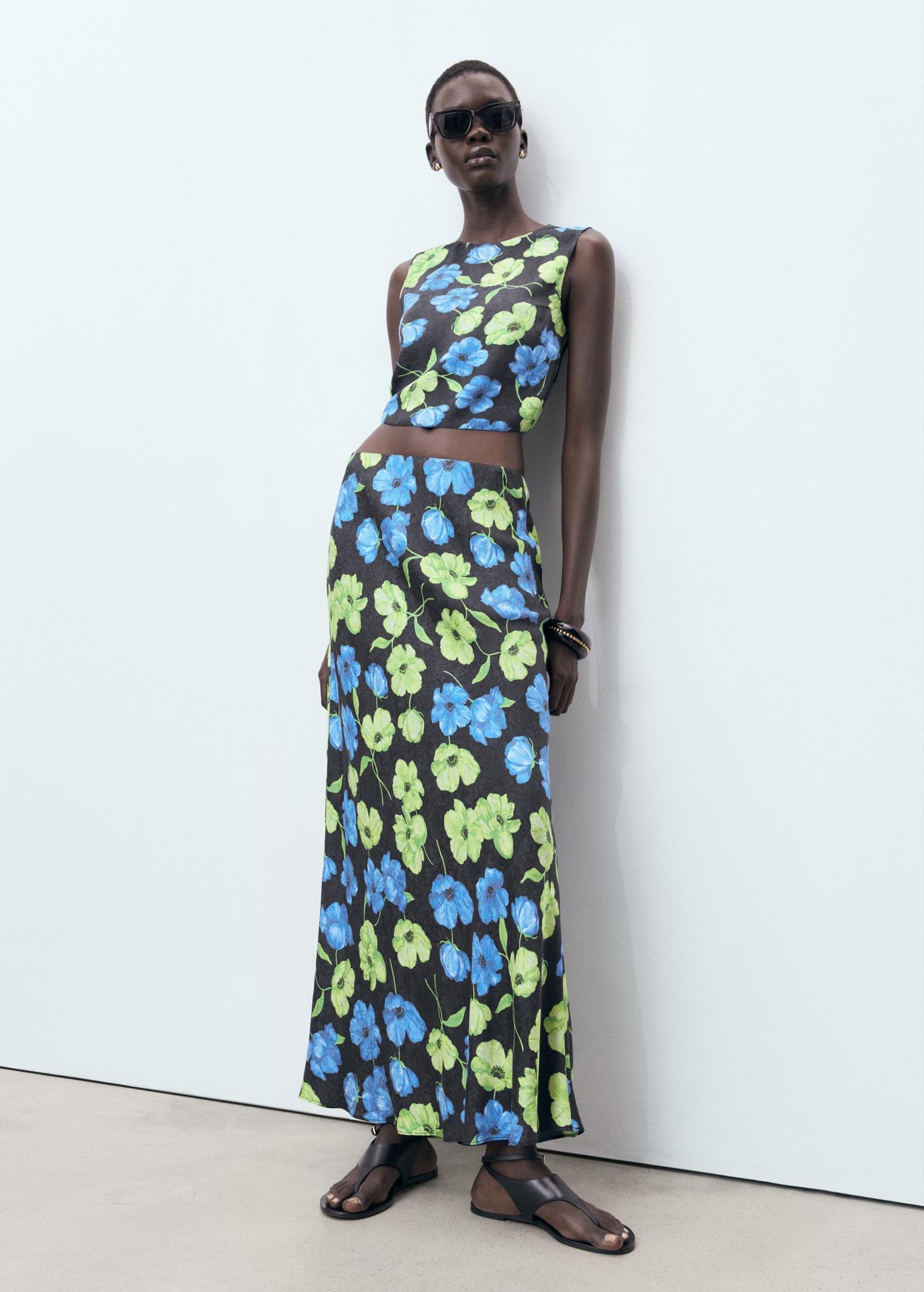 Floral-print long skirt - Women | MANGO USA Product Image
