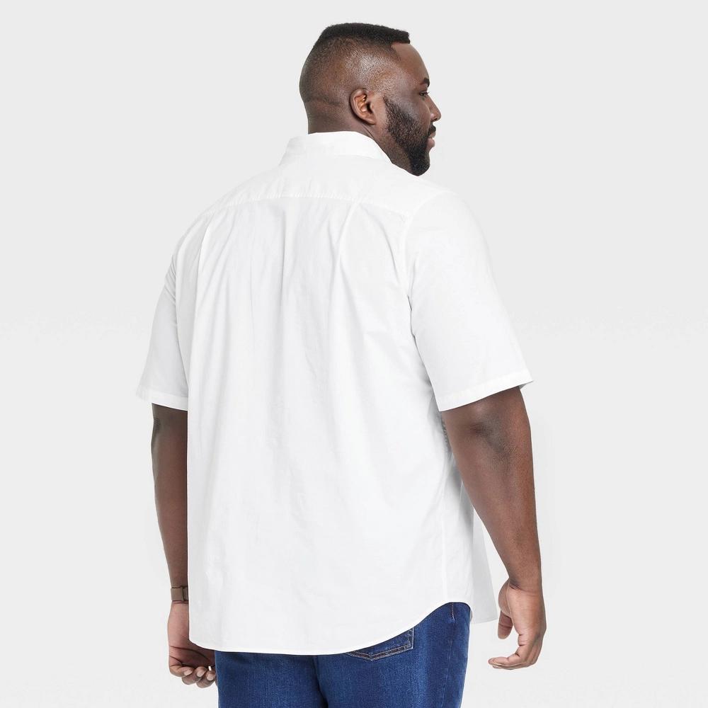 Men's Big & Tall Short Sleeve Poplin Button-Down Shirt - Goodfellow & Co™ True White 4XLT: Cotton Spandex Blend Product Image