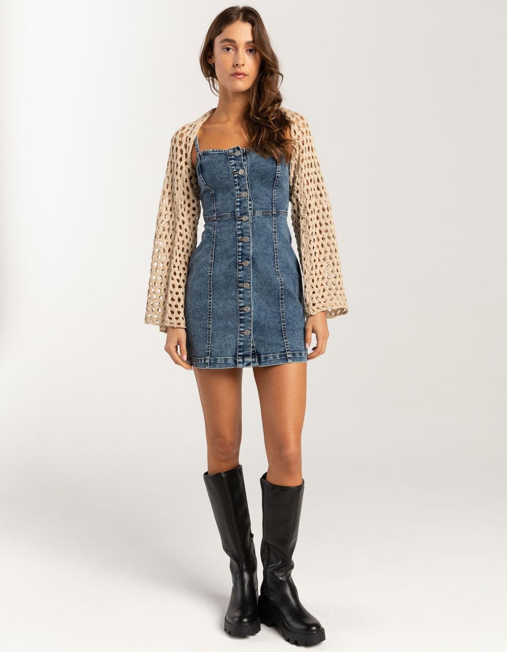 FULL TILT Chunky Open Knit Womens Shrug - TAN Product Image