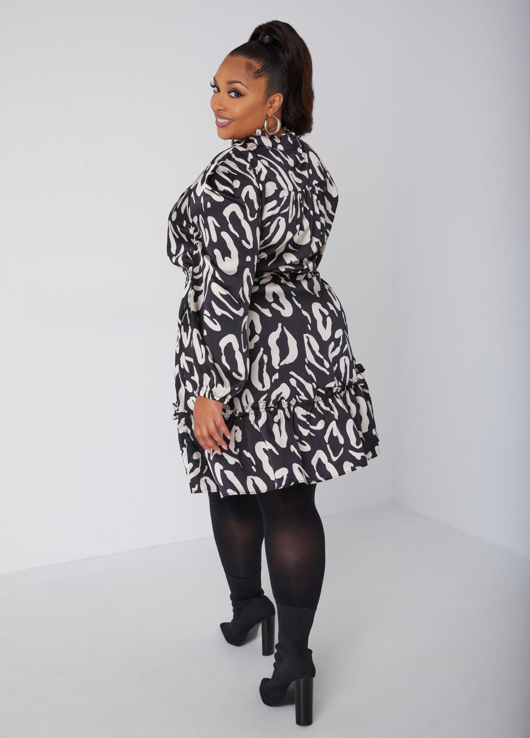 Pleated Printed Satin Dress Product Image