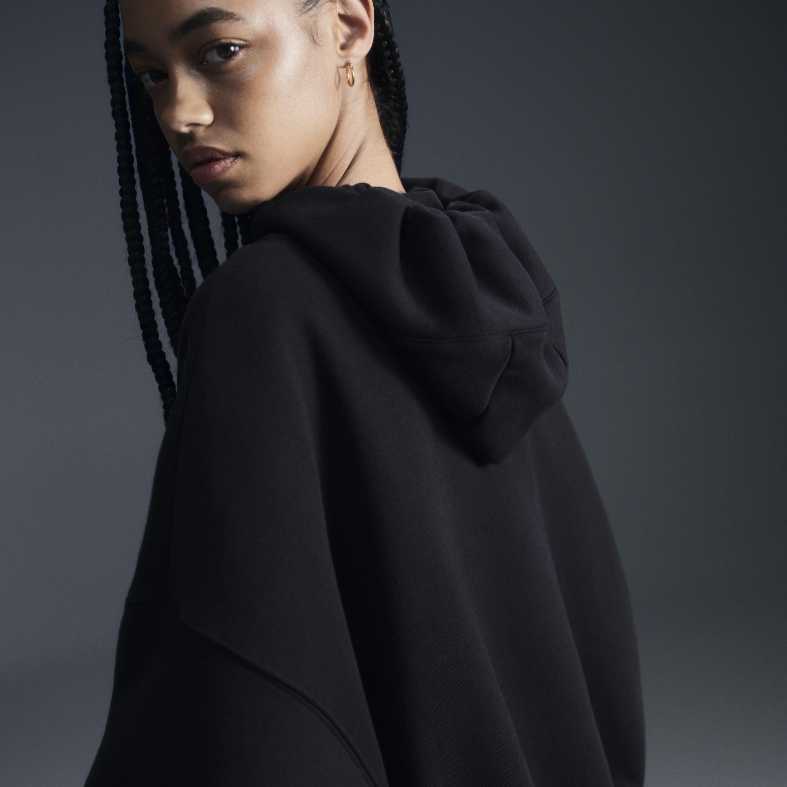 Nike Women's Sportswear Phoenix Fleece Over-Oversized Pullover Hoodie in Black/Black Size Small Cotton/Polyester/Fleece Product Image