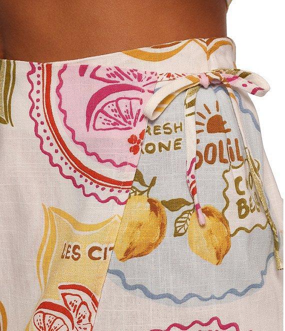 Petal & Pup Siena Printed Linen Blend Coordinating Mini Wrap Skirt Product Image