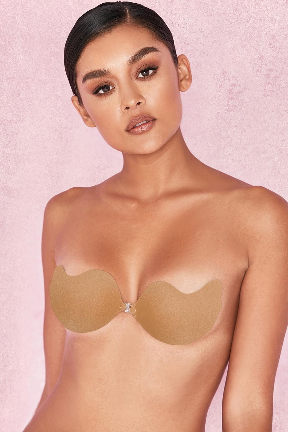 V front fastening moulded microfibre  bra - caramel Product Image