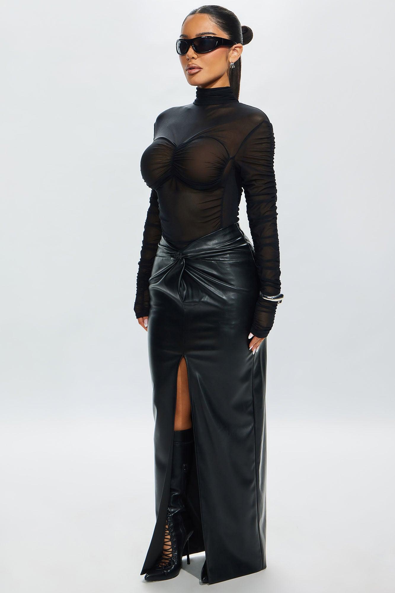 Madeline Sheer Ruched Top - Black Product Image