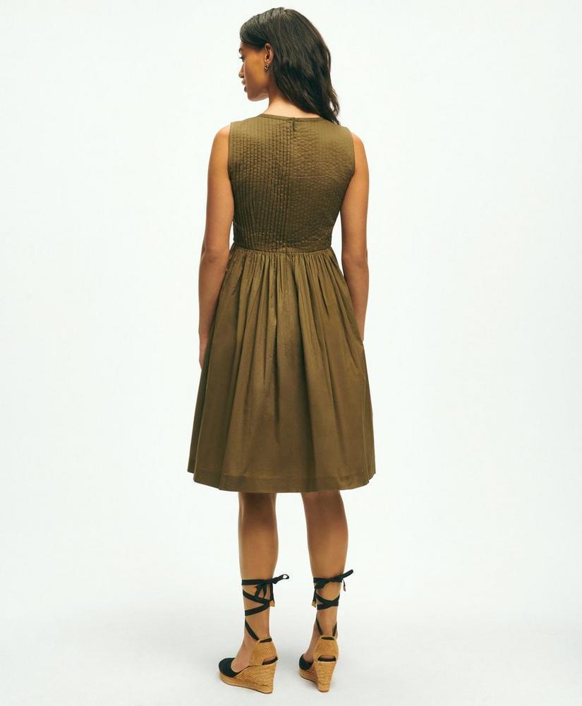 Pintucked Fit-And-Flare Sleeveless Dress In Cotton Product Image
