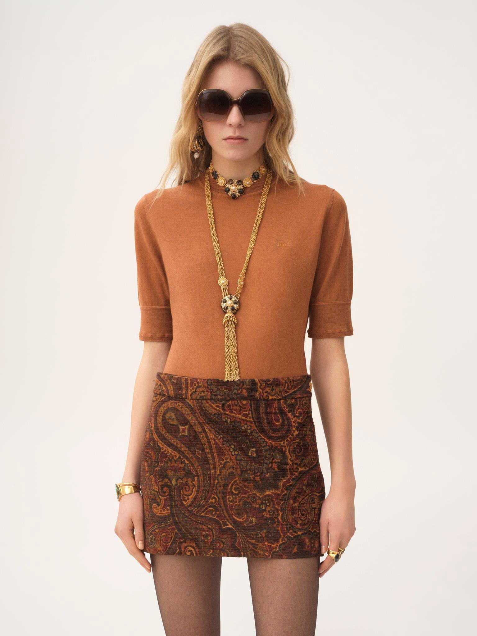 Short-sleeve logo sweater in a fine merino wool knit Product Image