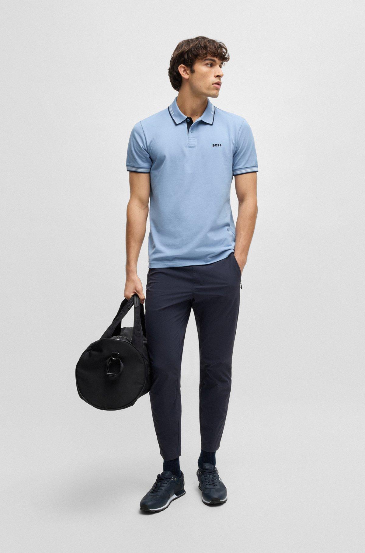 Stretch-cotton slim-fit polo shirt with branding Product Image