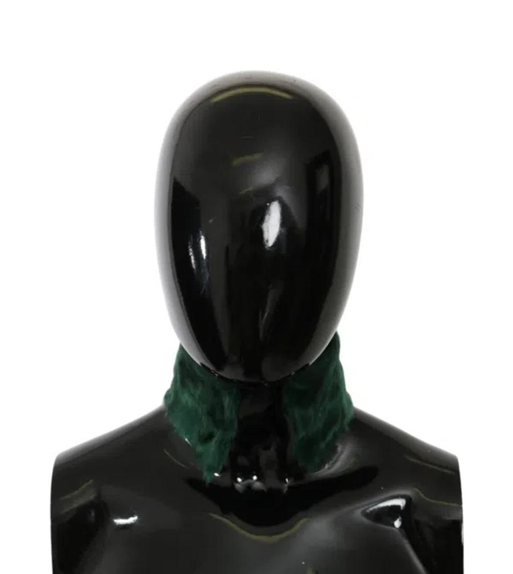 DOLCE & GABBANA Green Fur Neck Collar Wrap Lambskin Scarf Product Image