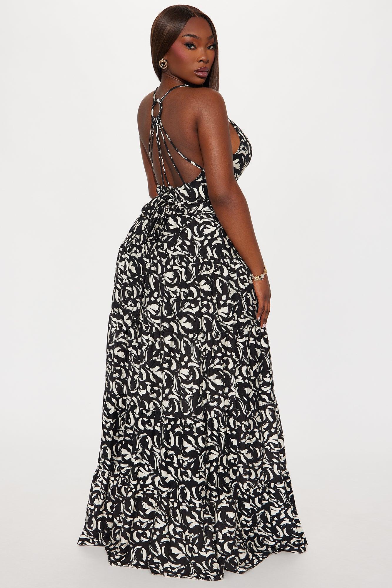 Charlie Printed Linen Maxi Dress - Black/combo Product Image