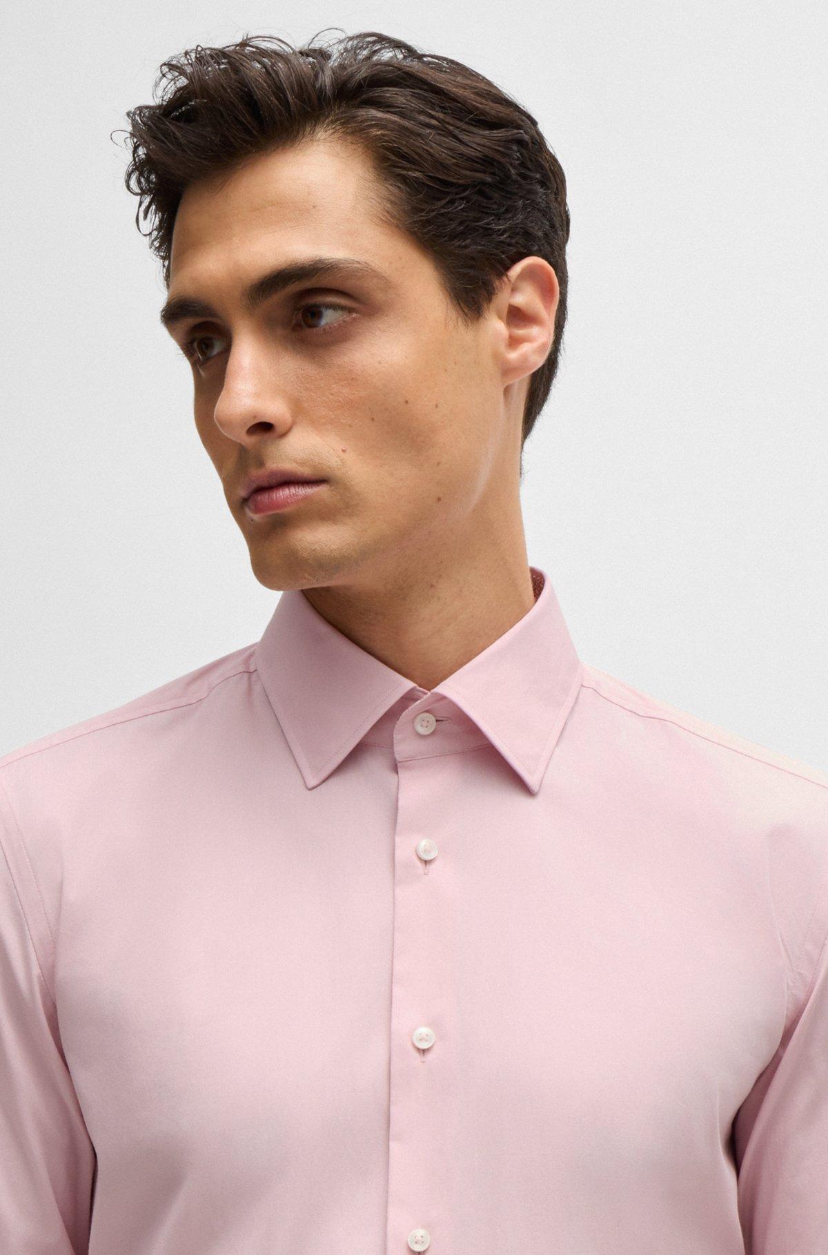 Slim-fit shirt in easy-iron stretch-cotton poplin Product Image