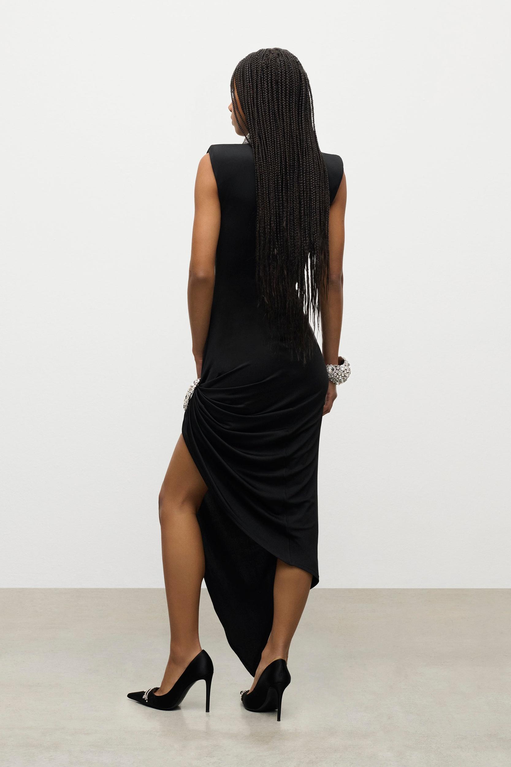 Crystal Cluster Draped Midi Dress Product Image