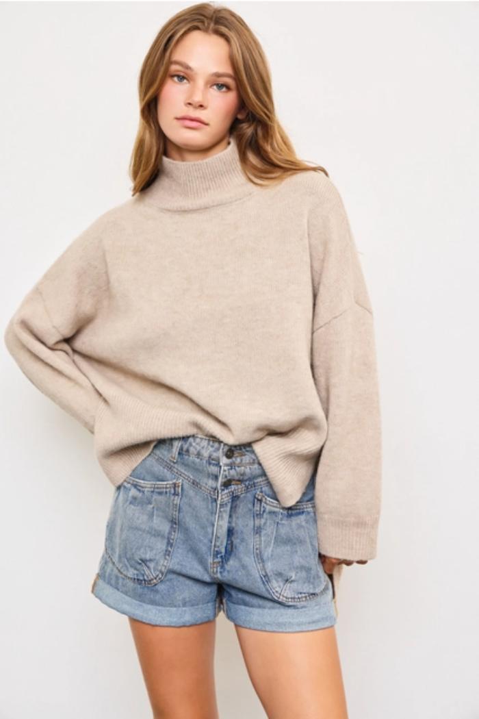Mock Neck Knit Top Product Image