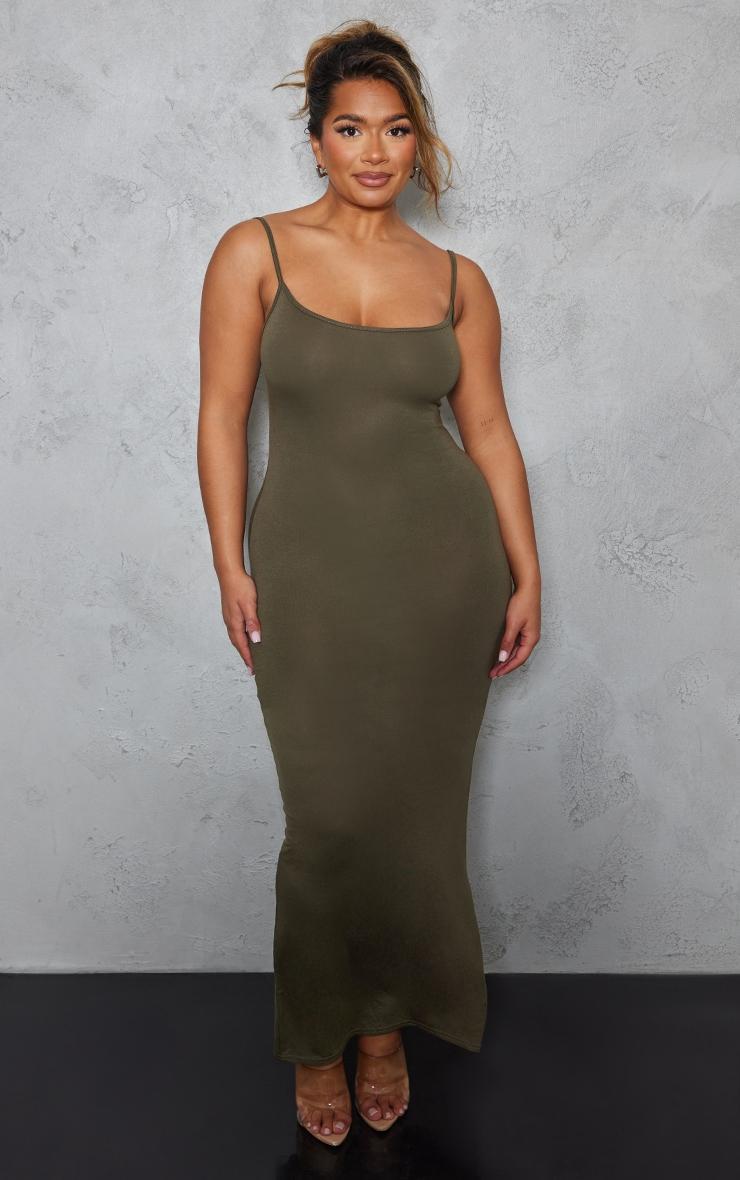 Shape Olive Khaki Jersey Strappy Maxi Dress Product Image