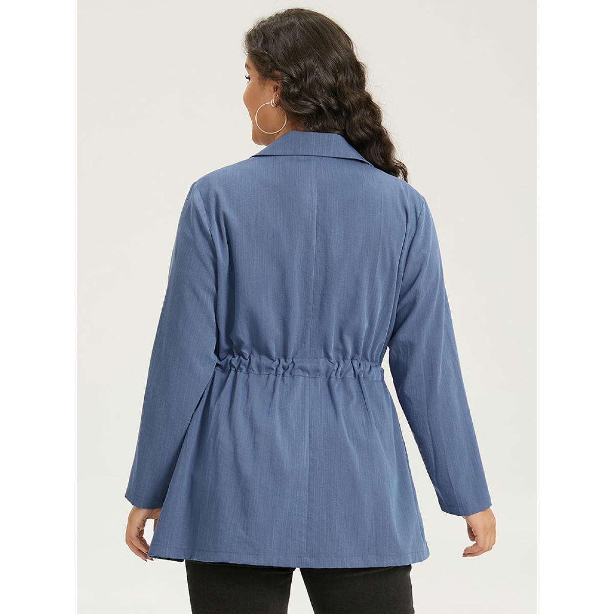 Plus Size Plain Drawstring Knot Gathered Coat Women Indigo Casual Plain Ladies Dailywear Winter Coats BloomChic 26/4X Product Image